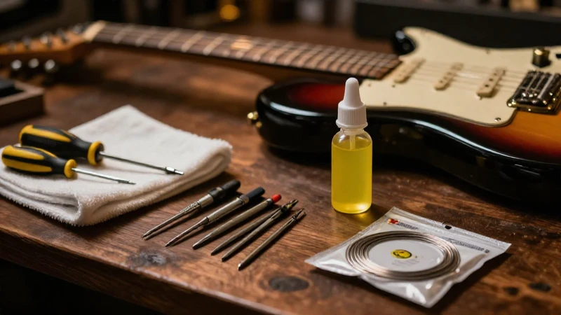 Kit de mantenimiento para guitarra con herramientas